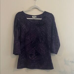 Vintage Dressbarn Purple Whimsigoth Top Sequin Whimsical M Embroidered Witchy